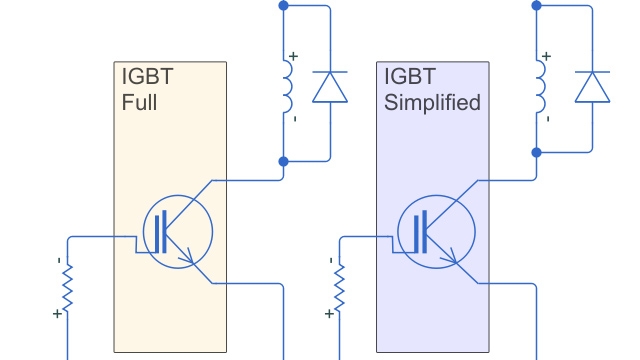 Упрощённое и полное представление IGBT